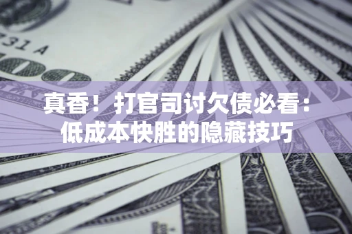 济南真香！打官司讨欠债必看：低成本快胜的隐藏技巧